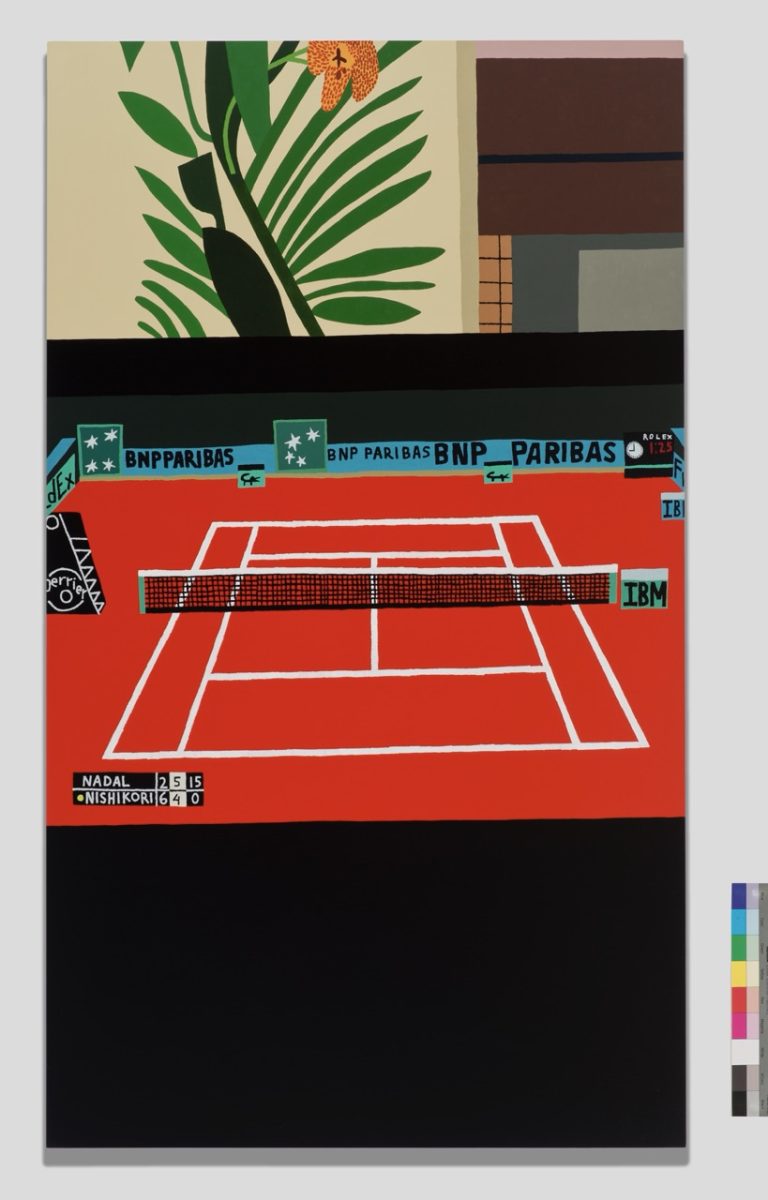 Jonas Wood, French Open 7, 2015.
Oil and acrylic on canvas, 168 x 91 cm.