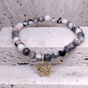 Jasper Bracelet with Butterfly Charm