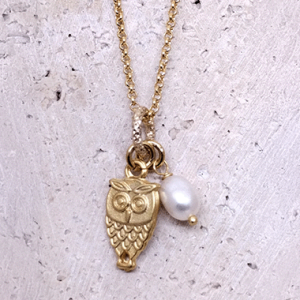 Pearl & Owl Pendant Necklace