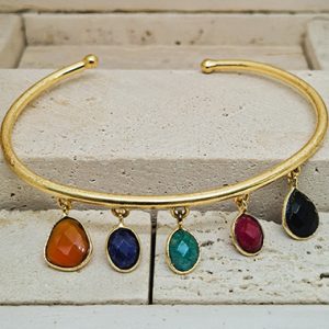 Multi-Coloured Gemstone Cuff