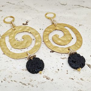 Spiral Lava Stone Earrings