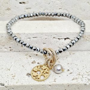 Crystal Bracelet with Pearl & Tree of Life Charms